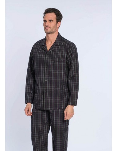 Pijama Largo Abierto Tela Popelín...