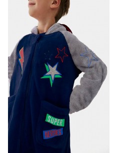 Bata Coralina Azul y Gris...