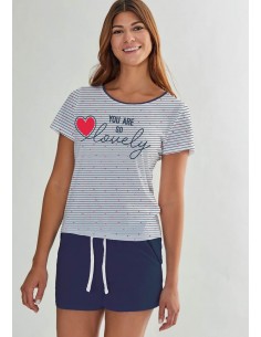 Pijama Corto Algodón Rayas...