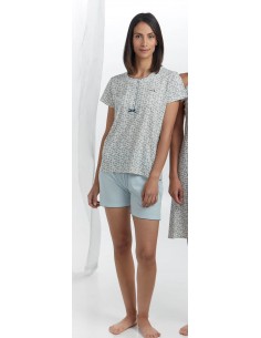 Pijama Corto Algodón Flores...