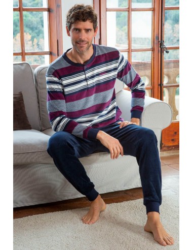 Pijama Largo Tundosado Rayas Muslher...