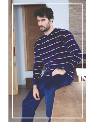 Pijama Largo Tundosado Rayas Muslher...