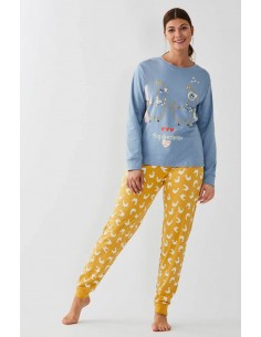 Pijama Largo Algodón Llamas...