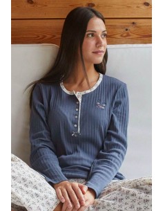 Pijama Largo Algodón Canalé...