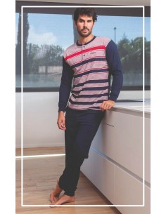 Pijama Largo Algodón Rayas...