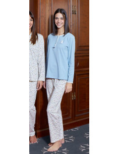 Pijama Largo Algodón Flores...