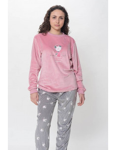 Pijama Largo Tundosado Gato...