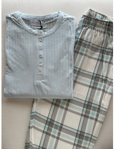 Pijama Largo Algodón Canalé...