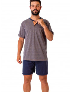 Pijama Corto Algodón Azul...