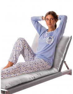 Pijama Largo Algodón Flores...