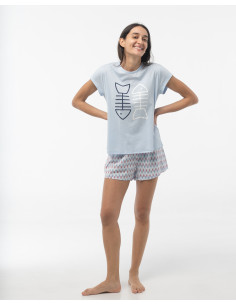 Pijama Corto Algodón Raspa...