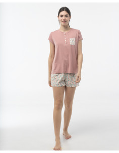 Pijama Corto Algodón Flores...