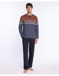 Pijama Largo Algodón Rayas...