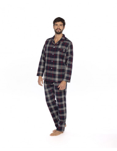 Pijama Largo Abierto Cuadros Viella...
