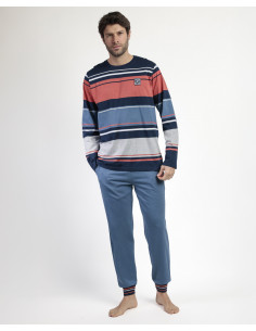 Pijama Largo Algodón Rayas...