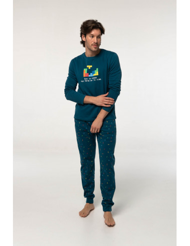 Pijama Largo Algodón Afelpado Tetris...