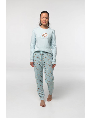 Pijama Largo Algodón Afelpado Monito...