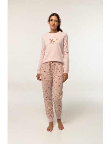 Pijama Largo Algodón Afelpado Monito...