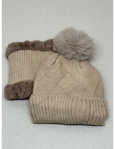 Gorro Pompón + Cuello JS Ondo GRA4725