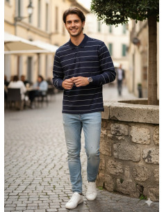 Polo Manga Larga Rayas...