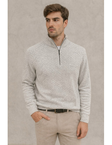 Jersey Punto Gris Claro con...