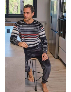 Pijama Largo Spandex Rayas...