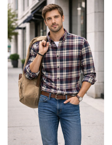 Camisa Manga Larga Cuadros Franela...