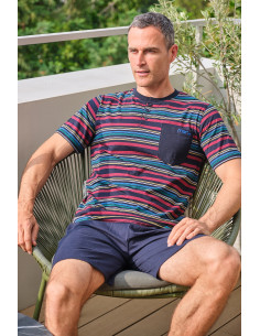 Pijama Corto Algodón Rayas...