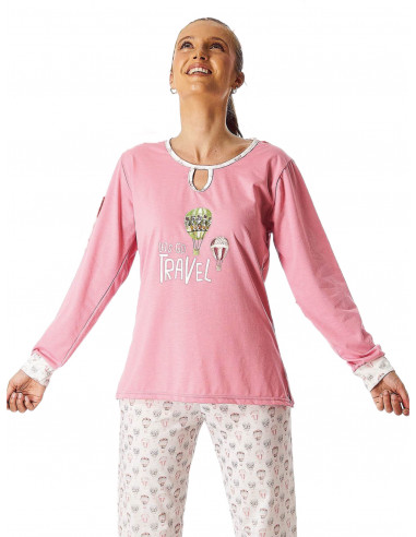 Pijama Largo Algodón Globos Leniss 8038
