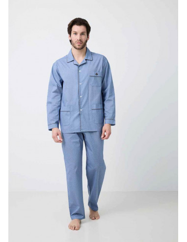 Pijama Largo Abierto Tela Popelín...