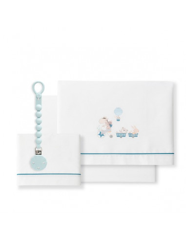 Juego Sábanas Cuna + Chupetero Tren...