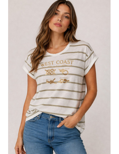 Camiseta Manga Corta Algodón Rayas...