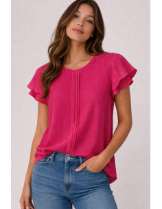 Blusa Manga Corta Volantes...