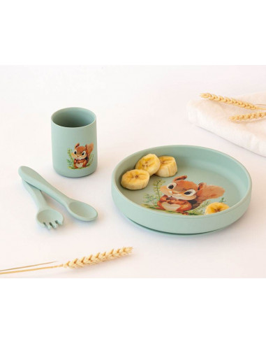 Vajilla Silicona 4 Piezas Ardilla...