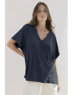 Blusa Manga Corta Azul...