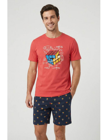 Pijama Corto Algodón Cubo Rubik Dark...