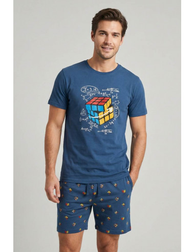 Pijama Corto Algodón Cubo Rubik Dark...