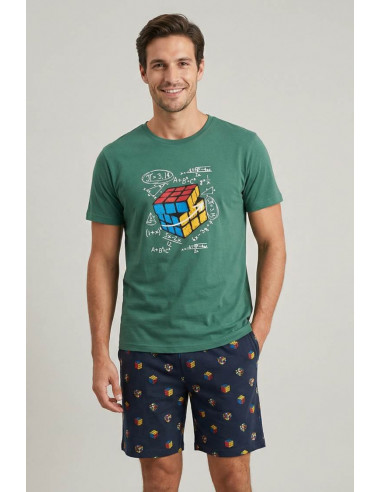 Pijama Corto Algodón Cubo Rubik Dark...