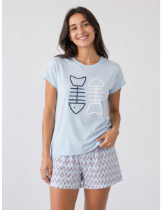 Pijama Corto Algodón Raspa...
