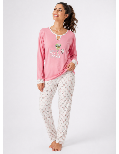 Pijama Largo Algodón Globos Leniss 8038